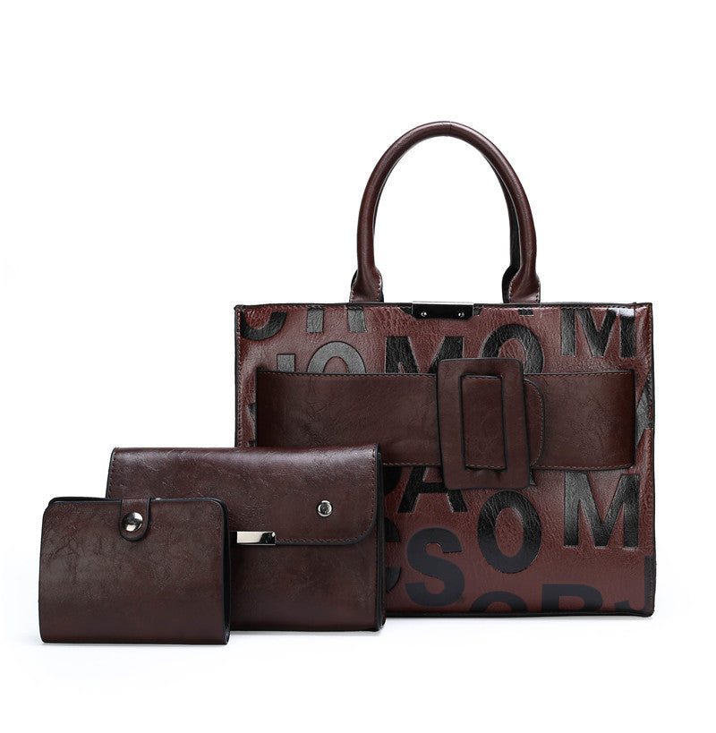 Embossed letters one-shoulder three-piece mother and daughter bag - Bellarte Enchanté Embossed letters one-shoulder three-piece mother and daughter bag